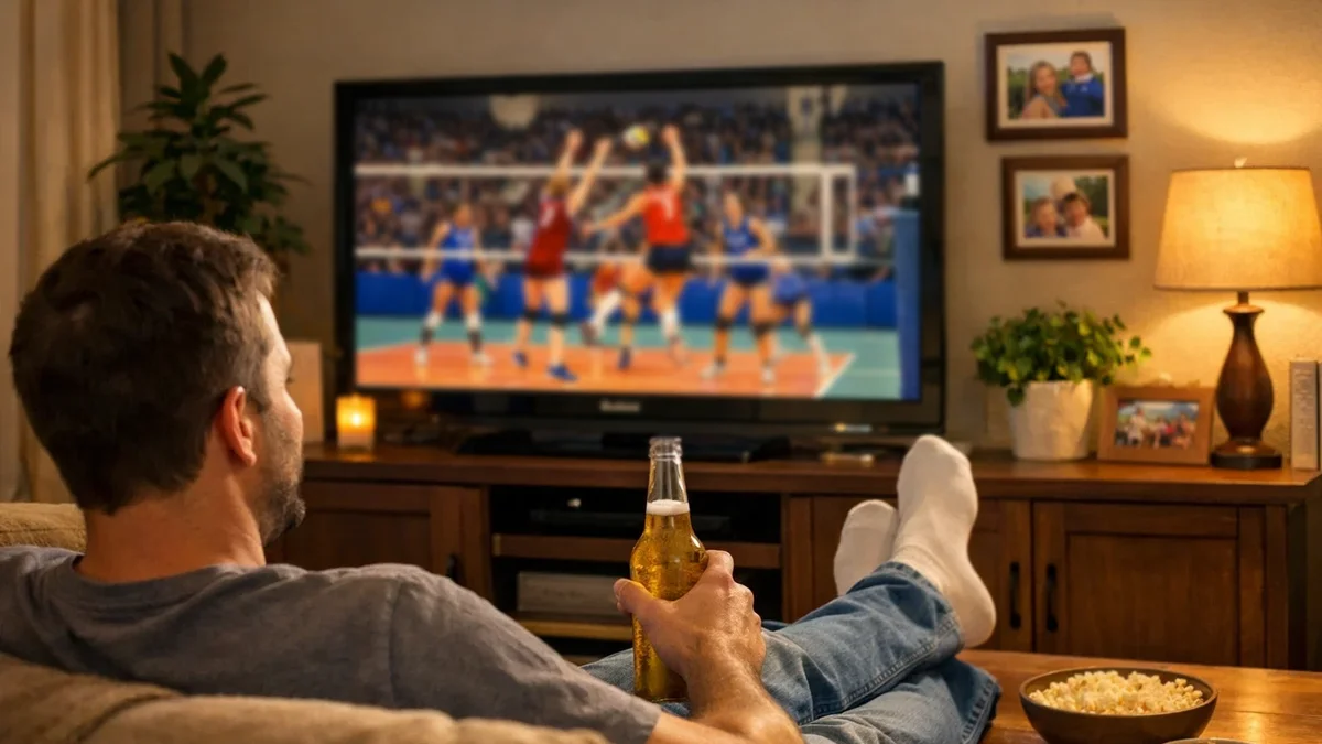Entspannte Person genießt ein Volleyball-Spiel als Unterhaltung mit kontrolliertem Wettverhalten